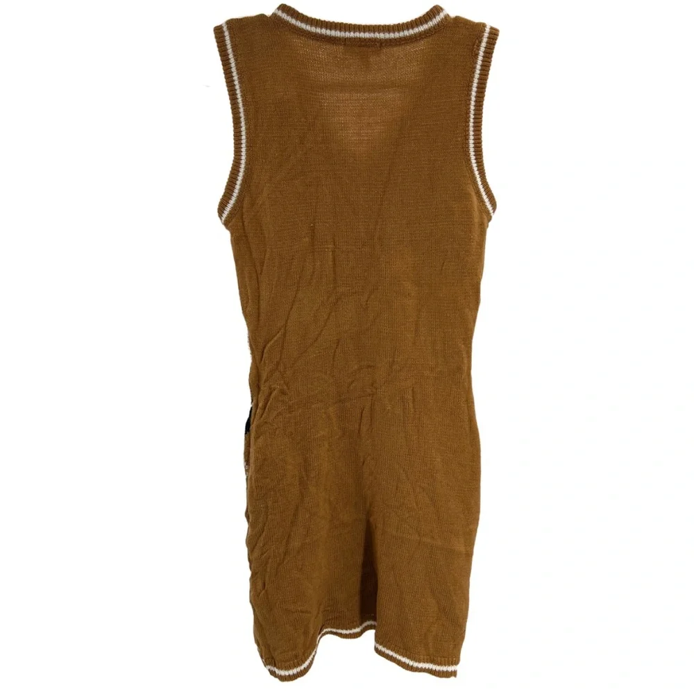 Derek Heart tan argyle sleeveless sweater dress preppy lightweight neutral fall - Picture 2 of 8